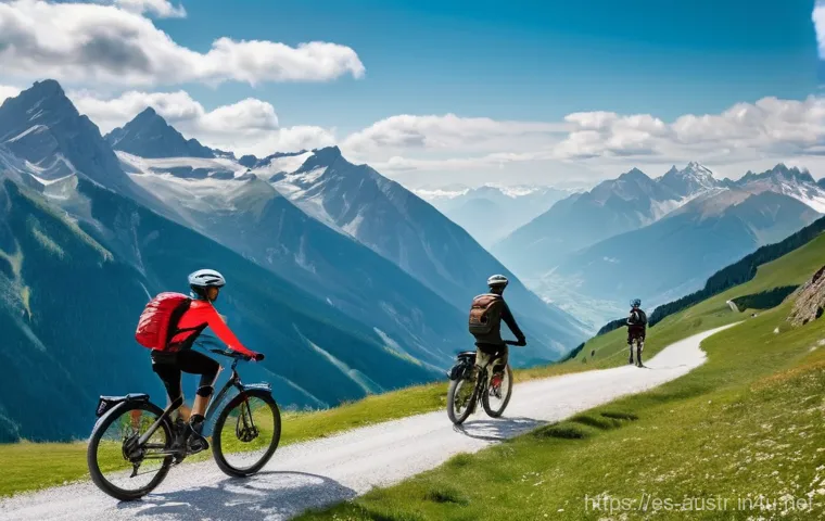 오스트리아에서 자전거 여행 - **Danube River Cycling Serenity**
    "A peaceful scene of a solo cyclist, wearing a helmet and athl...