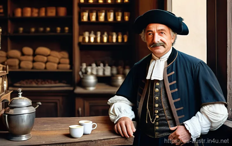 비엔나 커피 기원 - **Prompt: The Genesis of Viennese Coffee**
    A historically inspired scene set in late 17th-centur...