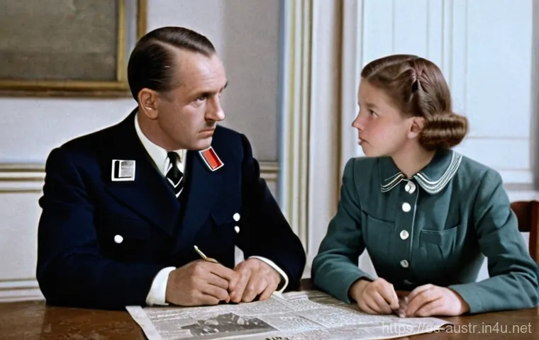 제2차 세계대전과 오스트리아 - A young Austrian family – a mother, father, and their school-aged child (wearing age-appropriate clo...