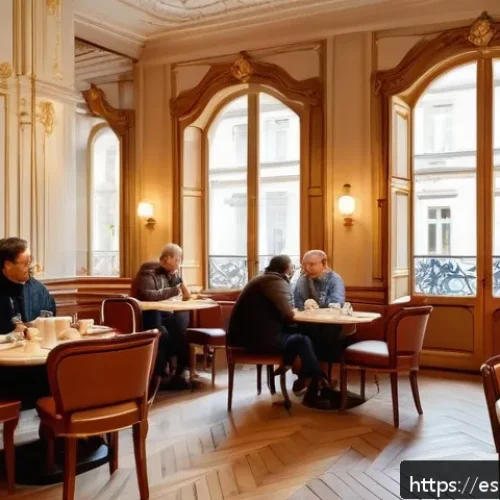 오스트리아 vs 독일 문화 차이 - A cozy traditional Viennese café interior filled with elegant wooden furniture, patrons dressed in s...